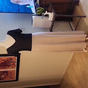 Sheer Black & Sweater Material Maxi Dress Short Sleeve V Neck